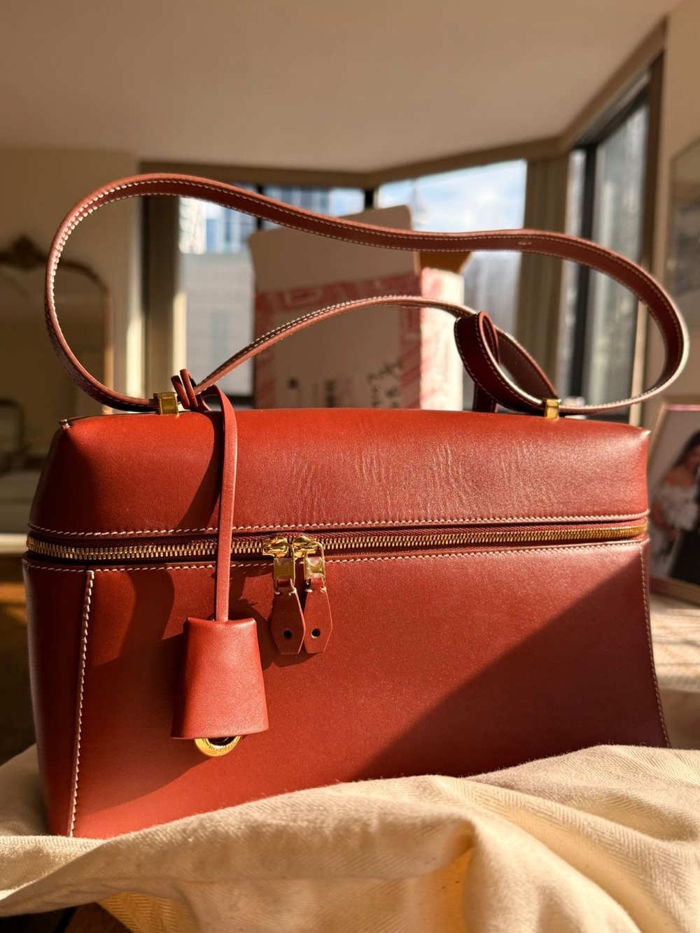 Loro Piana dark red L27 crossbody bag